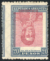 ARGENTINA: GJ.455CI, 1917 20P. San Martín With Variety CENTER INVERTED, Mint Lightly Hinged, Excellent Quality, Rar - Sonstige & Ohne Zuordnung