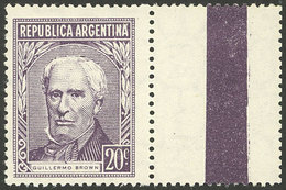 ARGENTINA: GJ.1037dCD, 1954/7 20c. Brown Type B, Gaufré Paper ('gofrado') And WITH LABEL AT RIGHT, VF Quality! - Sonstige & Ohne Zuordnung