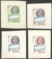 ARGENTINA: GJ.1106, 1958 2P. Transmission Of Presidential Power (flags), 4 Different DIE PROOFS Printed On Paper Of - Autres & Non Classés