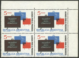 ARGENTINA: GJ.1267a, 1963 Alliance For Progress, Corner Block Of 4 With Complete And Very Notable DOUBLE IMPRESSION - Otros & Sin Clasificación