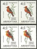 ARGENTINA: GJ.1268A, 1963 Churrinche Bird Printed On CHALKY PAPER, Pair With VARIETY "very Shifted Colors, DOUBLE B - Altri & Non Classificati