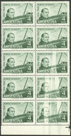 ARGENTINA: GJ.1275, 1964 Aviator Jorge Newbery, Block Of 10 With 3 Stamps PARTIALLY UNPRINTED Due To Lack Of Ink, V - Andere & Zonder Classificatie