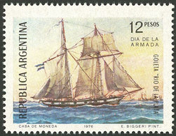 ARGENTINA: GJ.1718A, 1976 Navy Day (ship Río De La Plata) Printed On UNSURFACED PAPER (very Different From Normal P - Sonstige & Ohne Zuordnung