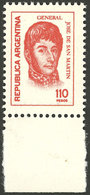 ARGENTINA: GJ.1758B, 1977/8 110P. San Martín Printed On FLUORESCENT UNSURFACED PAPER, Extremely Rare, End-of-roll J - Autres & Non Classés