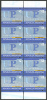 ARGENTINA: GJ.3183aa, 2002/8 2P. UP Stamp With Bright Gum, Block Of 10 With Variety: DOUBLE IMPRESSION Of Dark Blue - Autres & Non Classés