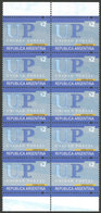 ARGENTINA: GJ.3183aa, 2002/8 2P. UP Stamp With Bright Gum, Block Of 10 With Variety: DOUBLE IMPRESSION Of Dark Blue - Sonstige & Ohne Zuordnung