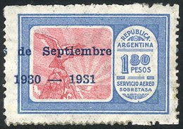 ARGENTINA: GJ.718, With VARIETY: Very Shifted Overprint, Partially Outside The Stamp, Very Nice! - Aéreo