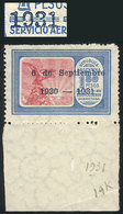 ARGENTINA: GJ.718, Beautiful Example With Lower Sheet Margin, And VARIETY: 9" Of "1931" Open, Excellent Quality! - Poste Aérienne