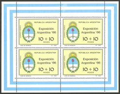ARGENTINA: GJ.HB 21, 1966 Philatelic Exposition Printed On MARBLED PAPER (very Thick, Against The Light It Shows A - Blokken & Velletjes