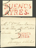 ARGENTINA: GJ.BUE 4, Front Of A Folded Cover Sent To Santiago De Chile (circa 1780), With The Red Mark "BUENOS AYRE - Prefilatelia