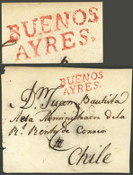 ARGENTINA: GJ.BUE 4, Front Of A Folded Cover Sent To Santiago De Chile (circa 1780), With The Red Mark "BUENOS AYRE - Vorphilatelie