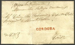 ARGENTINA: Folded Cover Used In 1850s (genuine), With A FORGED Straightline Pre-stamp Mark "CORDOBA", Produced By A - Sonstige & Ohne Zuordnung