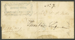 ARGENTINA: Folded Cover Used In 1860s (genuine), With A FORGED Pre-stamp Mark "INSPECCIÓN GENERAL DE POSTAS Y CAMIN - Autres & Non Classés