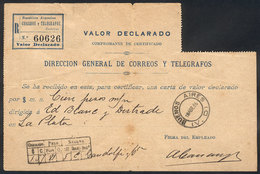 ARGENTINA: Receipt Of A Declared Value Sent From Buenos Aires To La Plata On 1/AP/1896, Very Rare! - Andere & Zonder Classificatie