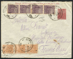 ARGENTINA: 5c. Plowman Stationery Envelope + Additional Franking (½c. X4 + 1c. X3), Total Postage 10c., Used In Bue - Other & Unclassified