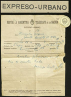 ARGENTINA: EXPRESO URBANO Used In Buenos Aires On 20/DE/1919, With Telegraph Seal, Very Interesting! - Altri & Non Classificati