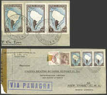 ARGENTINA: RARE MIXED POSTAGE: 1P. Map Without Borders On IMPORTED UNSURFACED PAPER (GJ.760) + Pair Of The Same Val - Other & Unclassified
