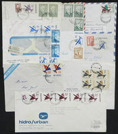 ARGENTINA: 9 Covers Used Between 1965 And 1976 With Attractive Postages That Include Airmail Stamps, "Stylized Airp - Sonstige & Ohne Zuordnung