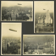 ARGENTINA: ZEPPELIN: 4 Old Original Postcards (circa 1930) With Views Of The Zeppelin Flying Over Buenos Aires, Ed. Bour - Argentina