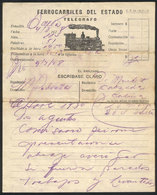 ARGENTINA: Telegram Form Of Telégrafo De Los Ferrocarriles Del Estado, Year 1950, Rare! - Unclassified