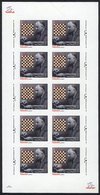 ARMENIA: Sc.839, 2010 Henrik Kasparyan, CHESS, Sheet Of 10 IMPERFORATE Values, MNH, Very Rare! - Armenia