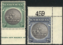 BAHAMAS: Sc.88 + 89, 1930 The 2 High Values Of The Set, With Sheet Margin And Corner, MNH, Excellent Quality! - Other & Unclassified