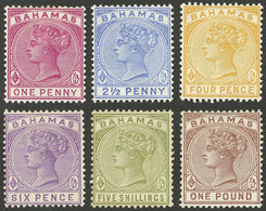 BAHAMAS: Sc.27/32, 1884/90 Victoria, Cmpl. Set Of 6 Mint Values (the 2 High Values Without Gum), VF Quality, Low - Sonstige & Ohne Zuordnung