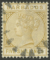 BARBADOS: Sc.68, 1882/5 Victoria 5S. Bistre, Used, Excellent Quality! - Barbados (...-1966)