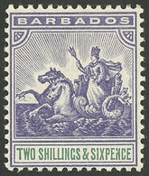BARBADOS: Sc.80, 1903 2/6 Purple And Green (with Single Crown CA Watermark), Mint With Tiny Hinge Mark, Excellent - Barbados (...-1966)