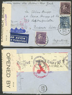 BELGIUM: 30/JUL/1941 Morlanwelz - Buenos Aires, Airmail Cover Franked With 13.75Fr. And DOUBLE Nazi + Allied Cens - Other & Unclassified