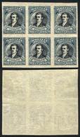 BOLIVIA: Yvert 89 (CEF.103b), IMPERFORATE Block Of 6, 5 Examples WITH WATERMARK, VF Quality! - Bolivië