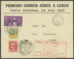 BRAZIL: 18/FE/1933 VARIG Special Flight Porto Alegre - Caxias, Commemorating The Grape Festival, VF Quality! - Other & Unclassified