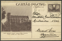 BRAZIL: 100Rs. Postal Card Illustrated With View Of Church Bom Despacho In Cuiabá, Sent From Tijuca (RJ) To Arge - Sonstige & Ohne Zuordnung