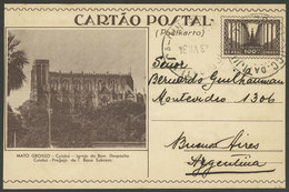 BRAZIL: 100Rs. Postal Card Illustrated With View Of Church Bom Despacho In Cuiabá, Sent From Tijuca (RJ) To Arge - Other & Unclassified