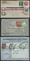 CHILE: 3 Airmail Covers Sent Overseas Between 1937 And 1956, LARGE POSTAGES, Very Fine Quality! - Chile