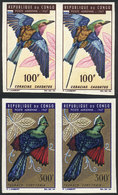 CONGO: Sc.C47 + C51, 1967 Birds, 2 Values Of The Set In IMPERFORATE PAIRS, Excellent! - Autres & Non Classés