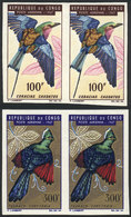CONGO: Sc.C47 + C51, 1967 Birds, 2 Values Of The Set In IMPERFORATE PAIRS, Excellent! - Sonstige & Ohne Zuordnung