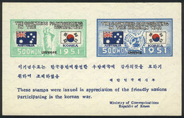 SOUTH KOREA: Sc.134/5, 1951/2 Sheet Of 2 Values With Flags Of Korea And Australia, Issued Without Gum, Fine Quality! - Corea Del Sud
