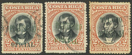 COSTA RICA: Sc.O44, Normal Example + "PROVISORO" Variety + Inverted Overprint, Nice Group!" - Costa Rica