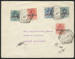 SPAIN: 17/MAR/1926 Sevilla - Alcazar (Morocco): Airmail Cover Franked With Complete First Airmail Set (Sc.C1/C5 - Otros & Sin Clasificación