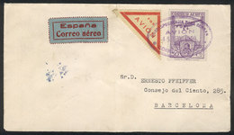 SPAIN: Cover Flown From Madrid To Barcelona On 15/MAY/1930, Franked With 50c. Railways Congress (Sc.C15), Arriv - Other & Unclassified