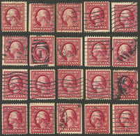 UNITED STATES: Sc.349, 1908/10 2c. Coil Stamps With Horizontal Perf 12, 20 Used Examples, Fine To Very Fine General Qua - Altri & Non Classificati