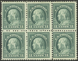 UNITED STATES: Sc.511, Beautiful Block Of 6, Top Stamps Lightly Hinged, And The Bottom Stamps MNH, VF Quality! - Other & Unclassified