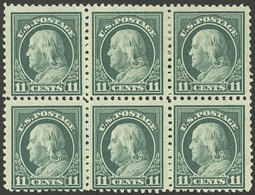 UNITED STATES: Sc.511, Beautiful Block Of 6, Top Stamps Lightly Hinged, And The Bottom Stamps MNH, VF Quality! - Sonstige & Ohne Zuordnung