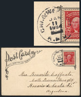 UNITED STATES: PC Showing View Of St. Louis Worlds Fair, Sent To Argentina, Franked With 2c., Rare Railway PO Cancel "C - Storia Postale