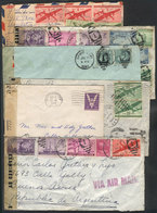 UNITED STATES: 6 Covers Sent To Argentina In 1944/5, 5 By Airmail, All With Nice Postages And CENSORED, Most Of Fine Qu - Poststempel