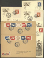 FRANCE: 4 Postcards + 2 Covers Commemorating The Stamp Centenary In 1949, Very Nice! - Otros & Sin Clasificación