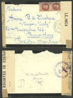 FRANCE: 27/DE/1942 Aramon (Gande) - Buenos Aires, Mourning Cover With Double Nazi + Allied Censor Labels, Openin - Other & Unclassified