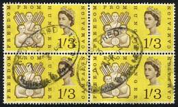 GREAT BRITAIN: Sc.391p, 1963 Fight Against Hunger 1S.3p. WITH PHOSPHORESCENT BANDS, Used BLOCK OF 4, Excellent Quality, - Autres & Non Classés