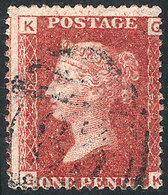 GREAT BRITAIN: Sc.33 (SG.43), 1p. Red-rose PLATE 225, "83" Cancel Of Bishops Starford (Hertfordshire), VF Quality, Rare - Andere & Zonder Classificatie